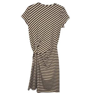 J. Mclaughlin Elora Tie Dress in Bangle Stripe Off White Coffee Brown Size Small