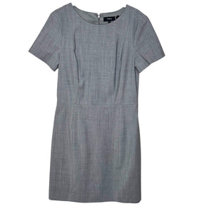 Theory Cassii Dress Size 6 Gray Melange Suiting Short Sleeve Wool Blend Career