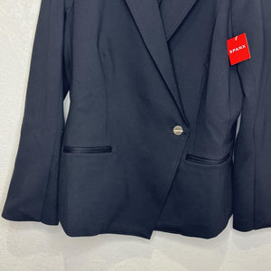 Spanx Blazer Womens 1X Black Perfect Asymmetrical Tailored One Button Stretch