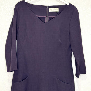 M.M. Lafleur Dress Womens 8 Purple 3/4 Sleeve Pockets Career Made New York City