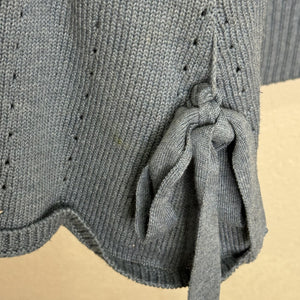 Sundance Sweater Womens Small Blue Supima Cotton Merino Wool Tie Cuff Pullover
