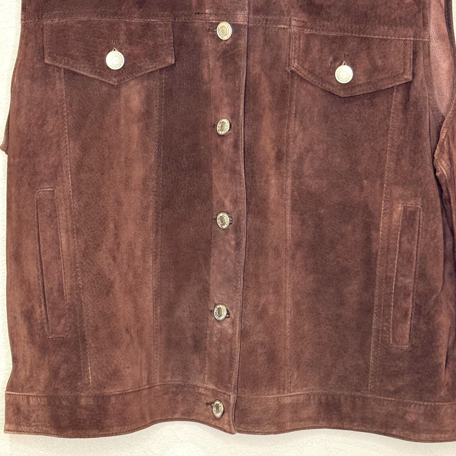 Pendleton Brown Suede Vest Size XL Womens Oxford Mix Aztec Wool