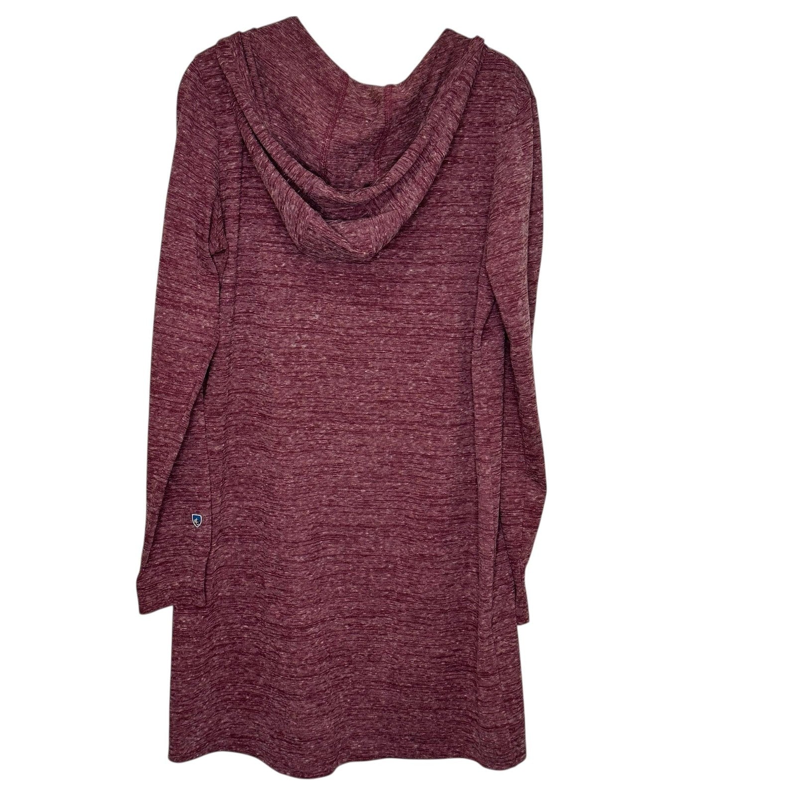 Kuhl Hooded Tunic Dress Womens Large Maroon Heather V Neck Long Sleeve Pullover