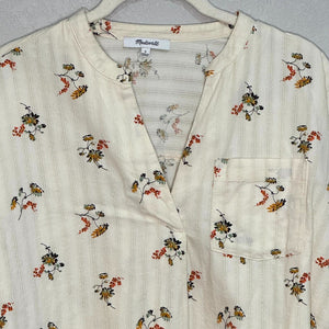 Madewell Marseille Ivory Floral Daisies Bower Popover Shirt Blouse Size Small