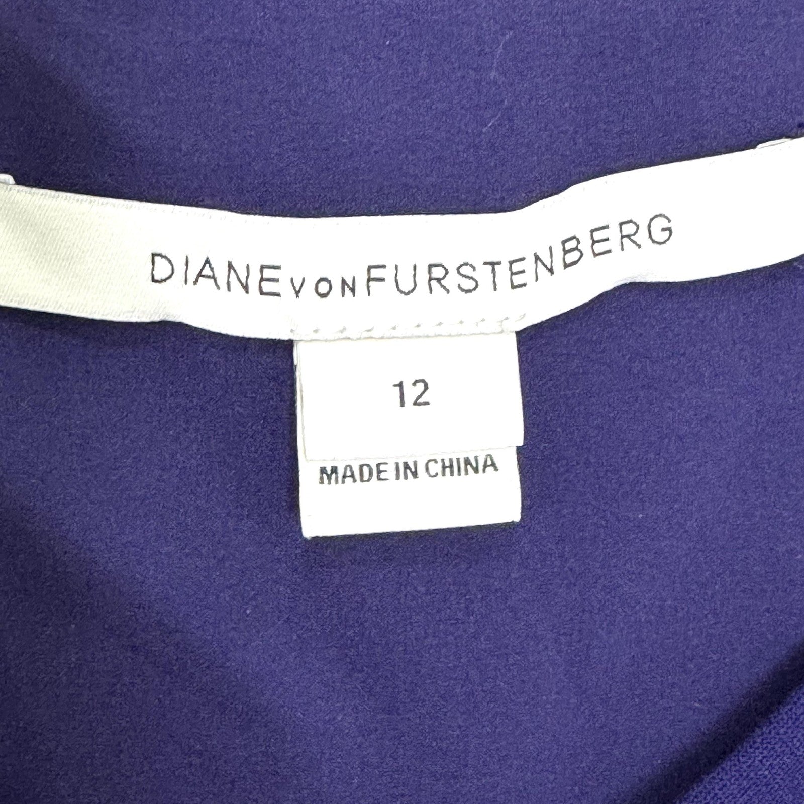 Diane von Furstenberg Dress Womens 12 Blue V Neck Sleeveless Sheath Ruched Lined