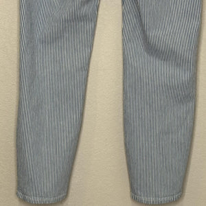 Boden Jeans Womens 6R Blue White Railroad Stripe Slim Straight Cropped Stretch