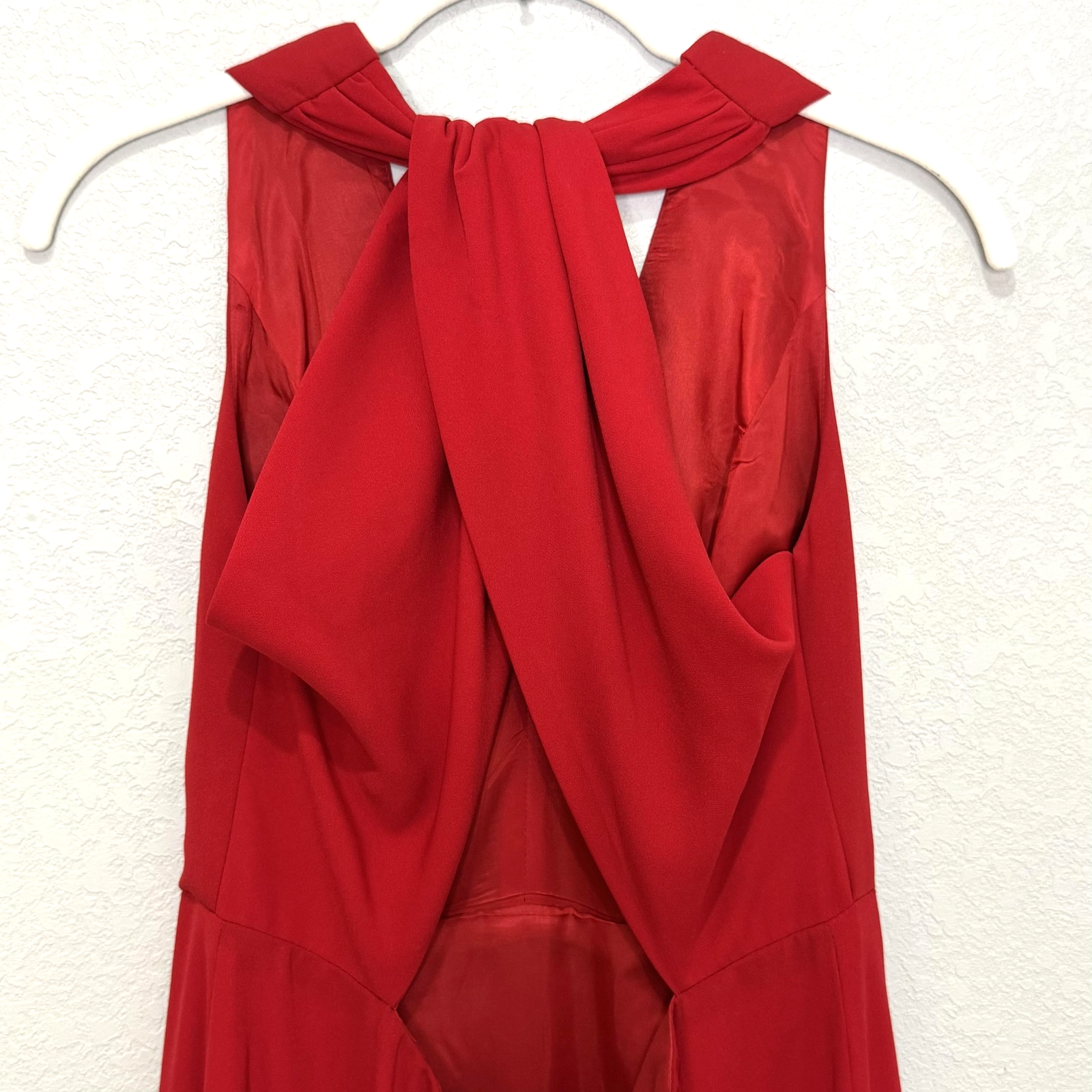 Jill Jill Stuart Dress Womens 6 Red Halter Gown Open Back V Neck Formal 4S1278