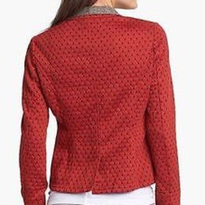 Free People Burnt Orange Red Quilted Tweed Blazer Size Medium