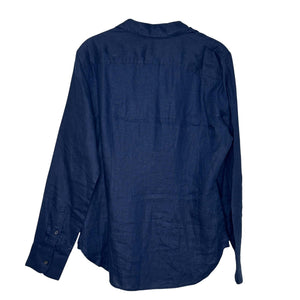 J.Crew Shirt Womens 4 Navy Baird McNutt Irish Linen Slim Button Down Long Sleeve