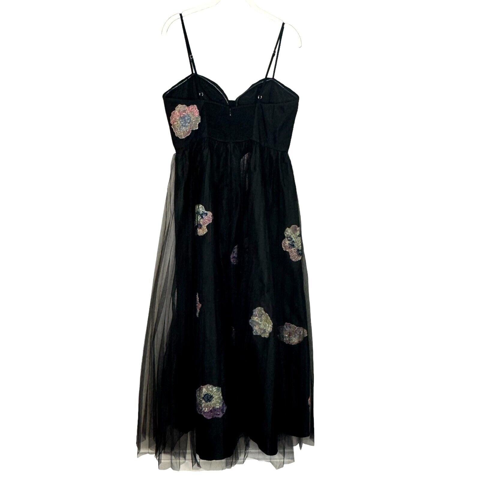 NWT Anthropologie Geisha Designs Black Floral Tulle Corset Dress Sz Medium $348