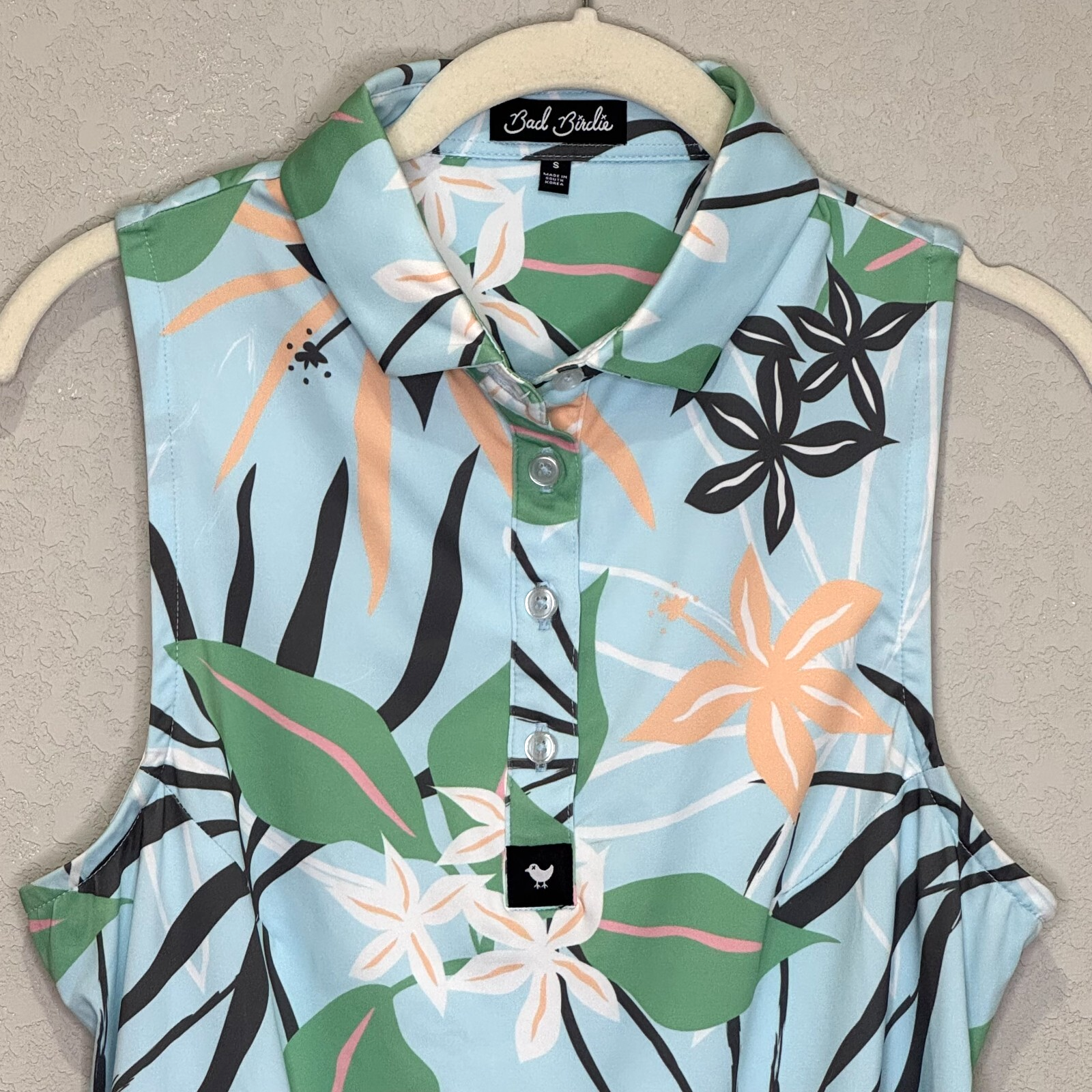 Bad Birdie Sleeveless Top Polo Size Small Golf Floral Embroidered Ventana Canyon