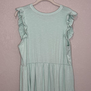 Sundry Dress Womens Size 3 Large Mint Green Ruffle Maxi Sleeveless Made USA