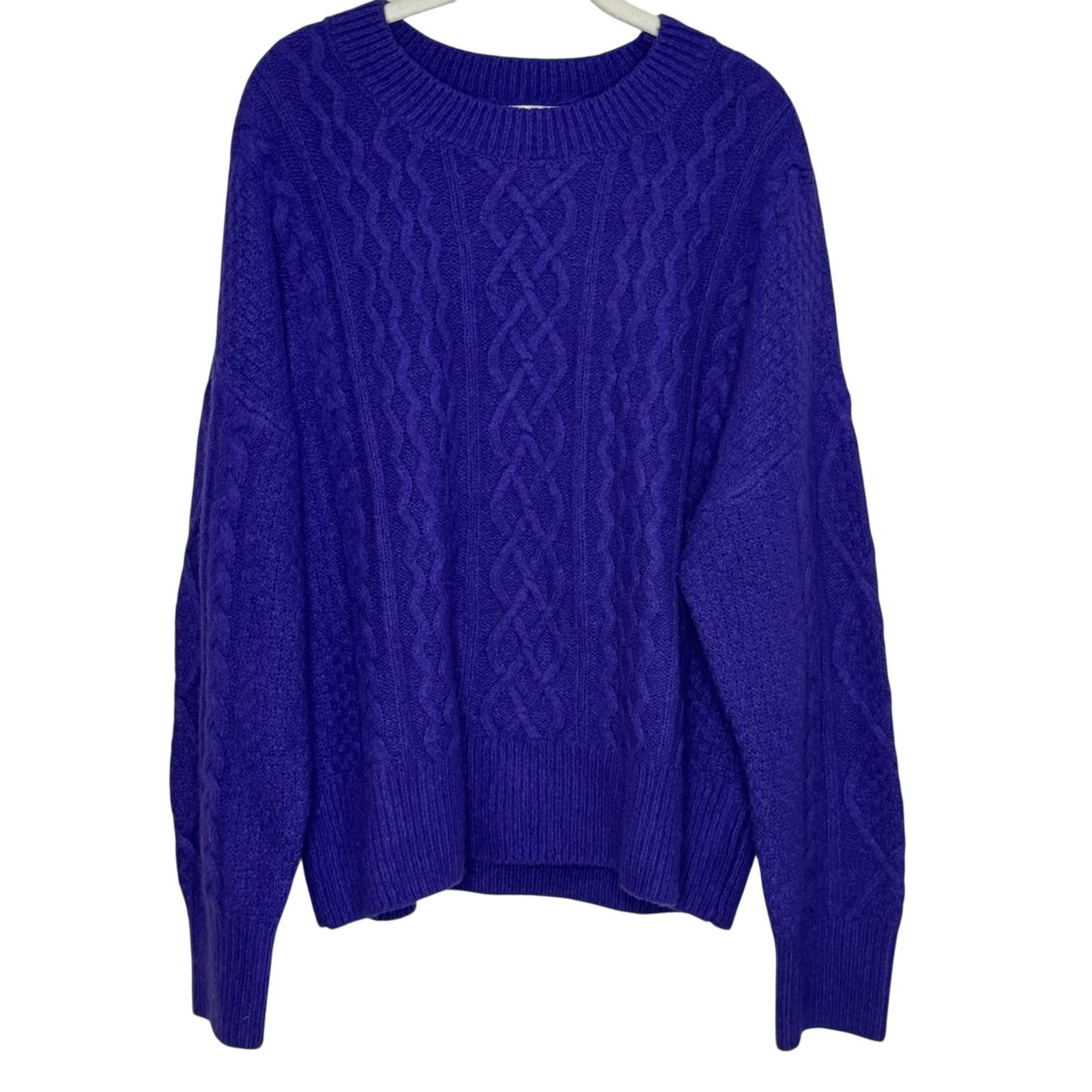 Favorite Daughter Sweater Womens Medium Purple Cable Merino Cashmere Crewneck