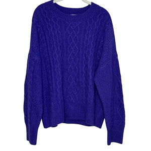 Favorite Daughter Sweater Womens Medium Purple Cable Merino Cashmere Crewneck