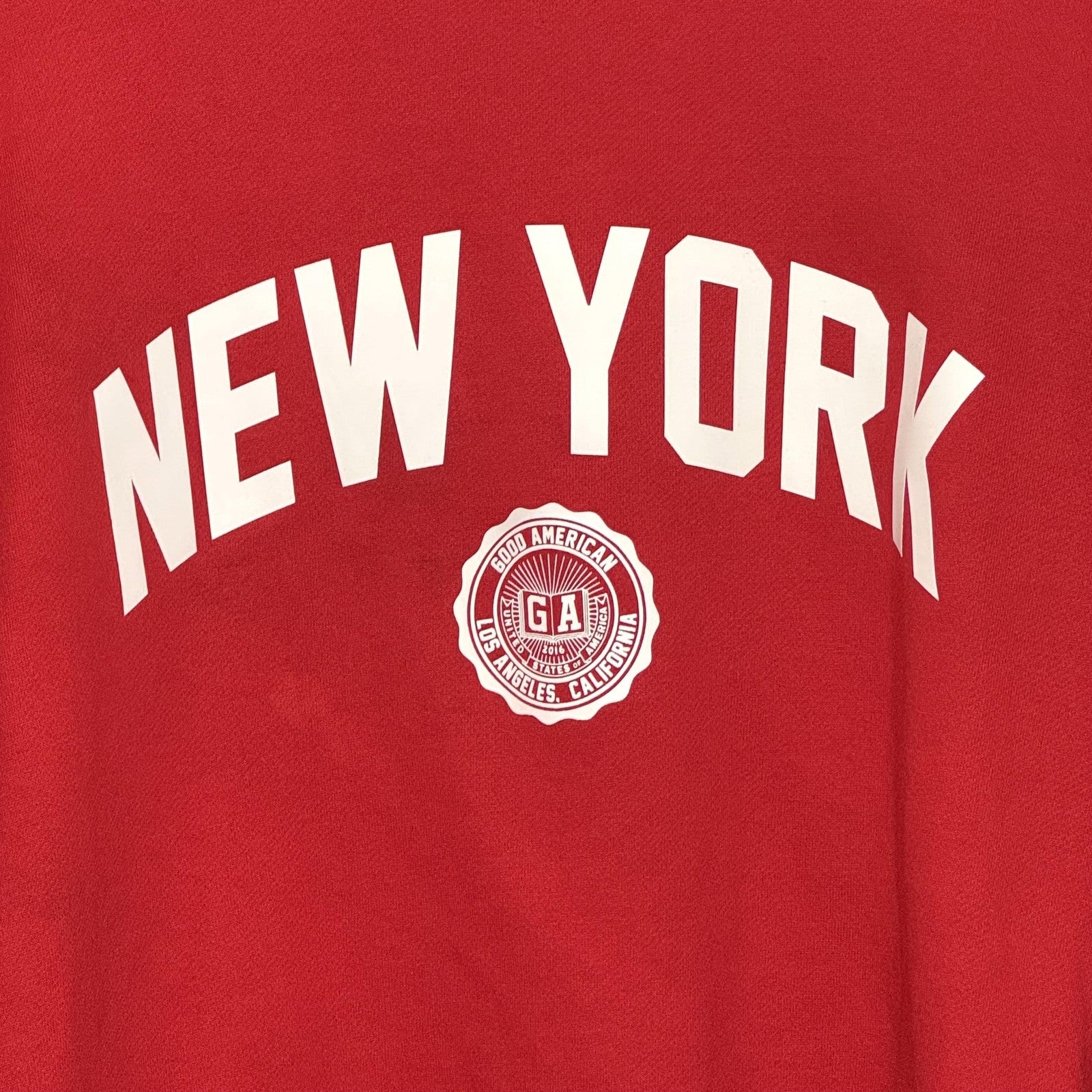 Good American Sweatshirt Womens Medium Red New York Graphic Crewneck Pullover