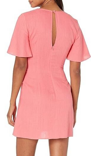 Finders Keepers Pink Short Sleeve V-Neck Sally Cut-Out Mini Dress Size 10 NEW