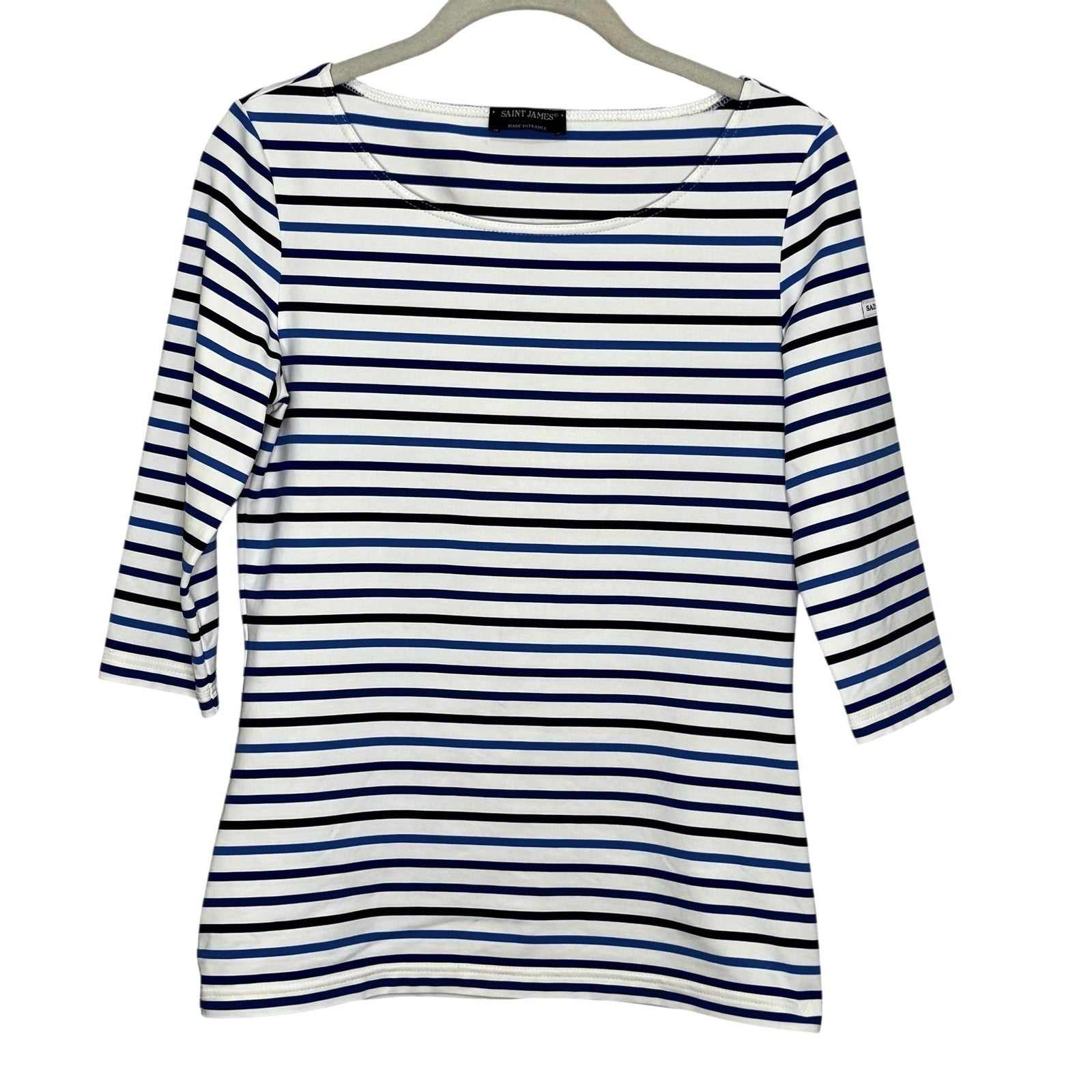 Saint James Shirt Womens Small Breton Stripe 3/4 Sleeve Boat Neck Made in France
