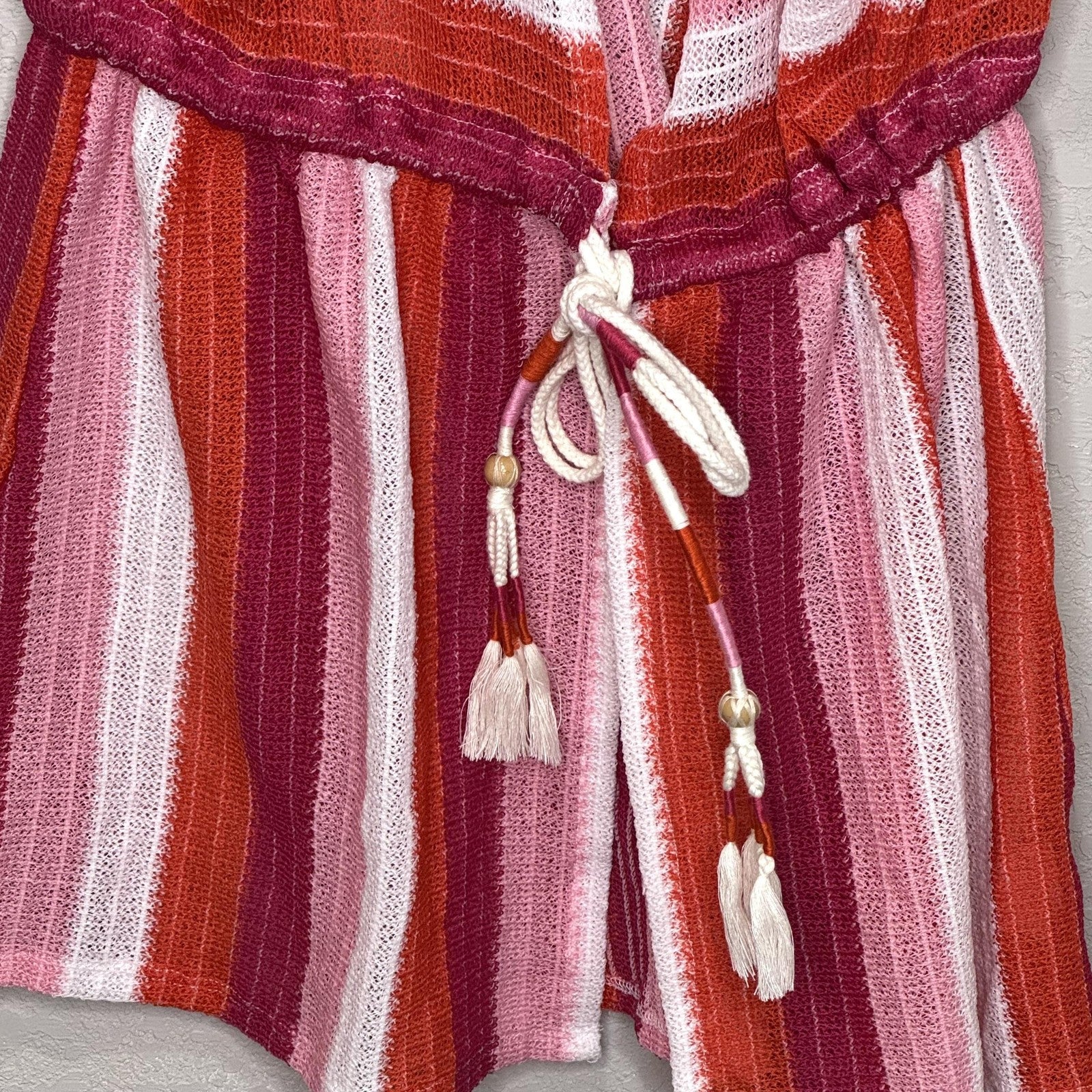 Ramy Brook Dress Womens Medium Large Cruz Striped Knit Tassel Boho Coverup