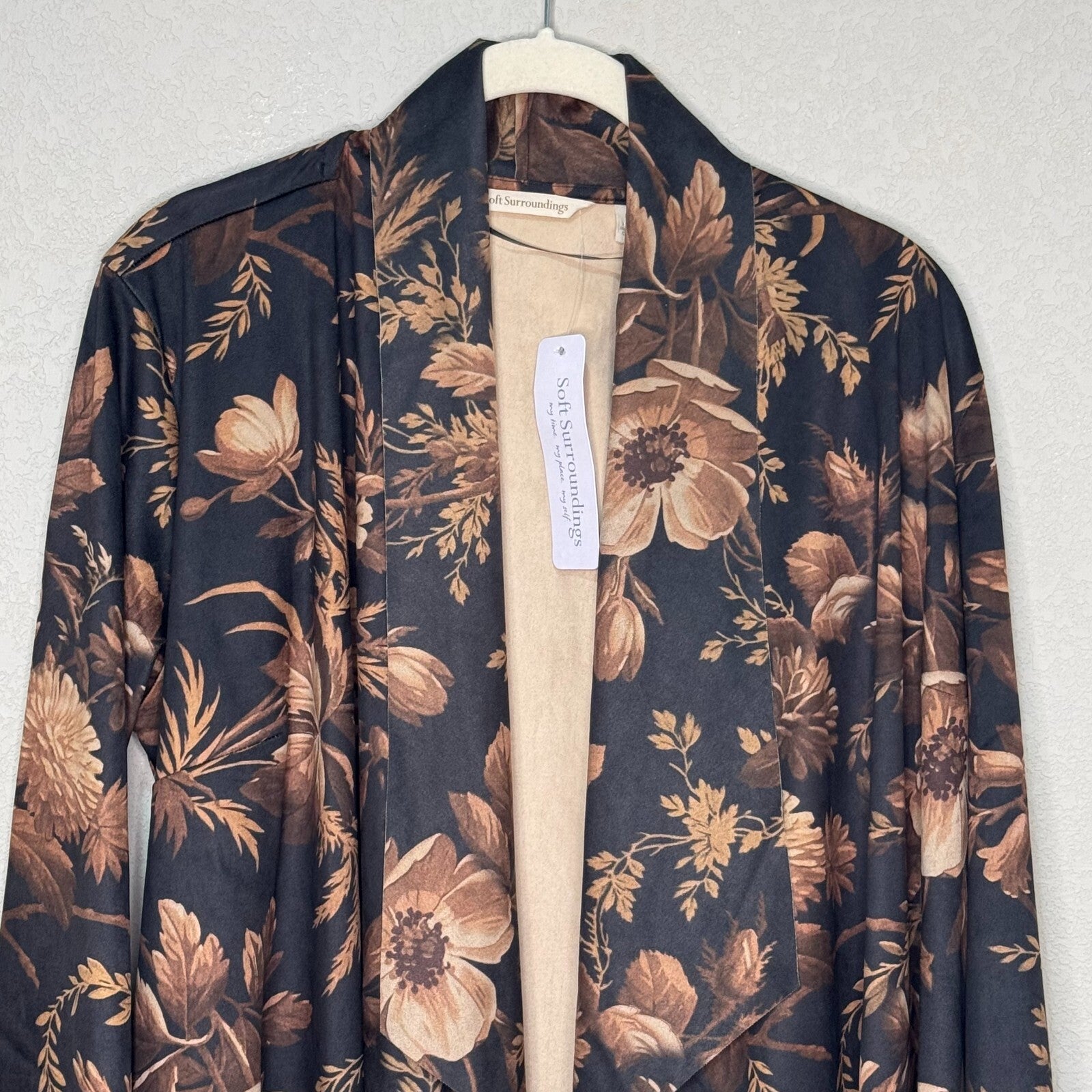 Soft Surroundings Jacket Size Medium NEW Shape Drape Faux Suede Floral