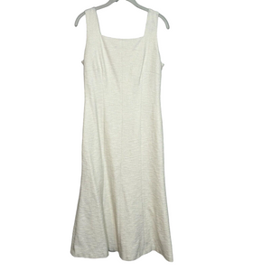 Hugo Boss Ivory Tweed Deyala Square Neck Sleeveless Midi Dress Size 6 $445