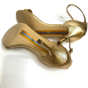 Sam Edelman Patti Sandals Heels Size 8 Ankle Strap Gold Quartz Metallic NEW