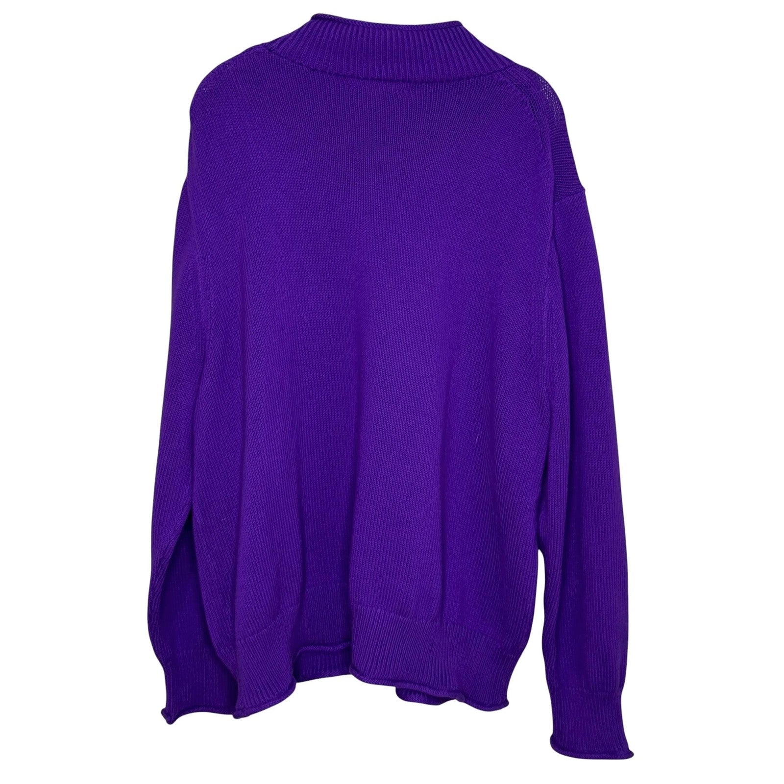 J.Crew Sweater Womens 2X Purple Cotton Ribbed Crewneck Drop Shoulder FA23 BS945