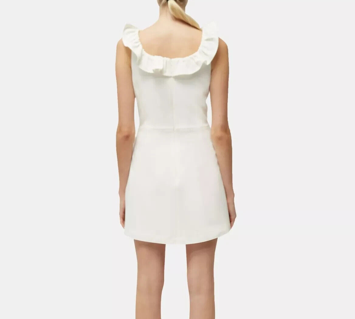 French Connection Whisper White Ruffle Neck Sleeveless Dress Size 8