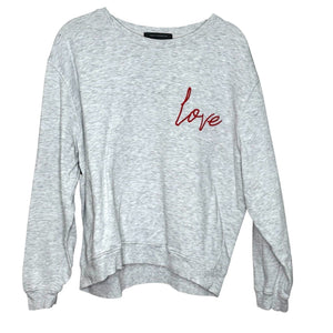 French Connection Love Sweatshirt Size Large Grey w Red Embroidery