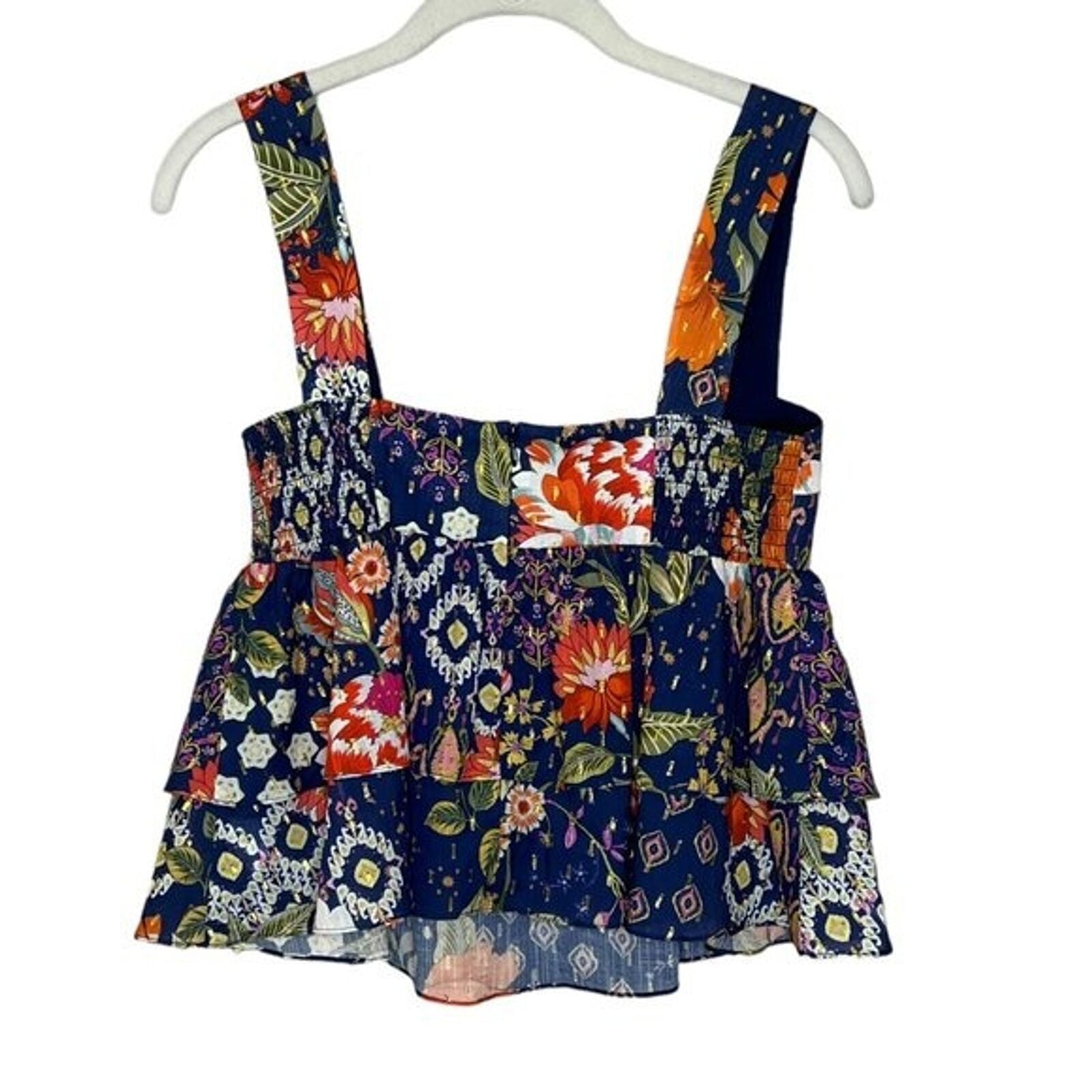 Amanda Uprichard Cami Top Size XS Everleigh Blue Floral Sleeveless