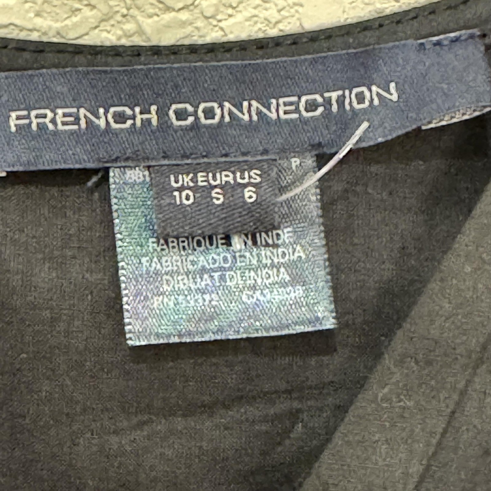 French Connection Dress Womens 6 Black Puff Sleeve Organic Cotton Pockets New
