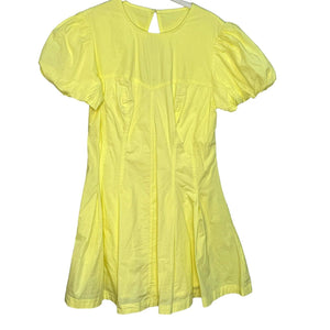 Anthropologie Maeve Yellow Puff Sleeve Pleated Mini Dress Size Small NEW $148