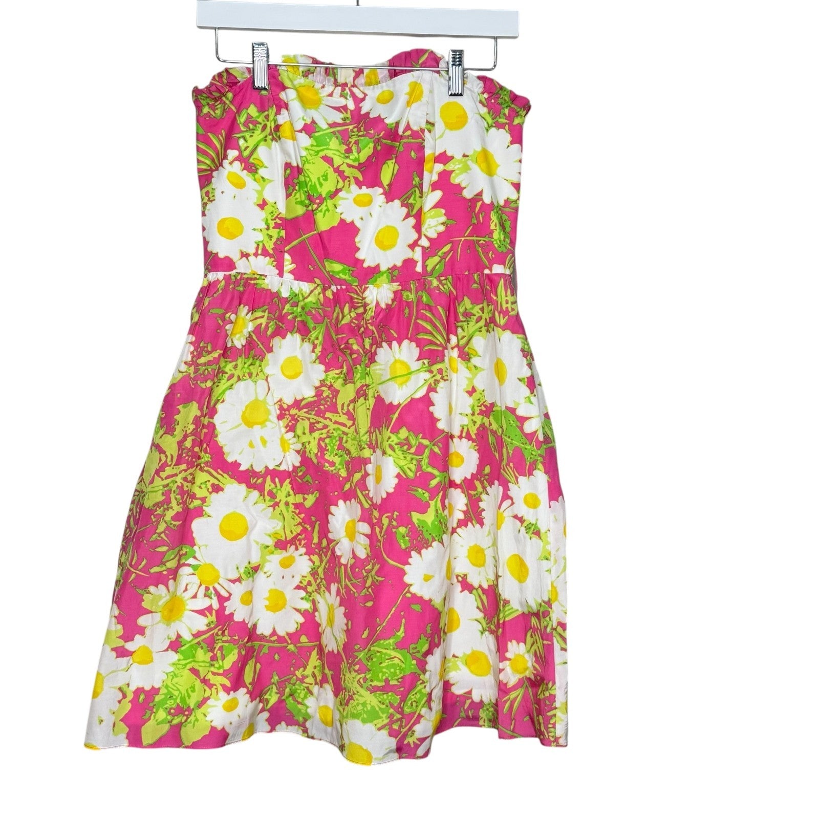 Lilly Pulitzer Briddie Strapless Dress Size 8 Daisy Floral Sundress Retro Mod