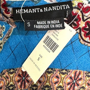 Anthropologie Hemant & Nandita Dress Size Small Blue Zarna Floral Maxi $228