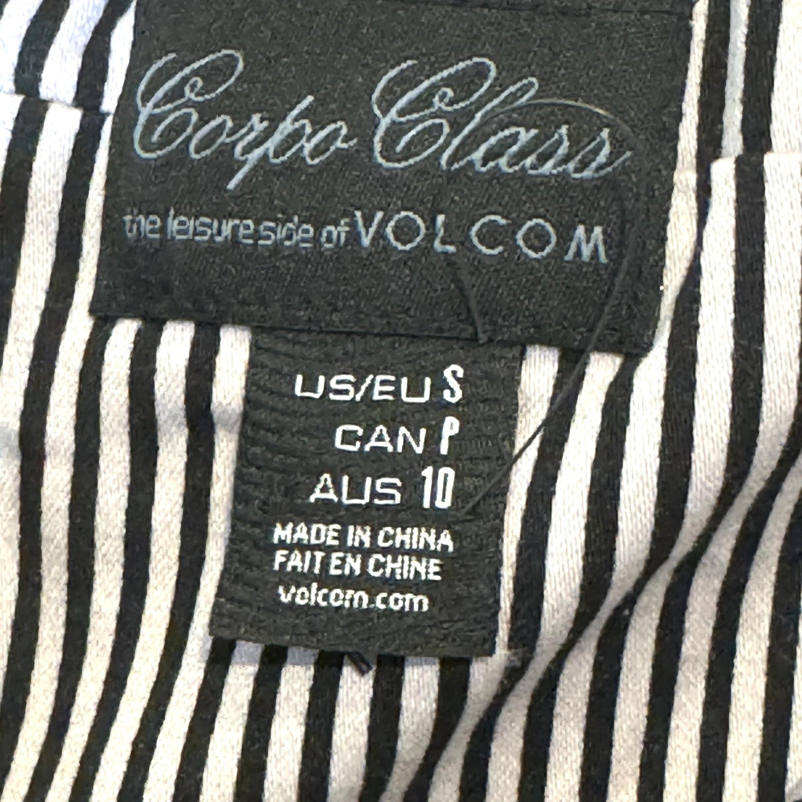 Volcom Frochickie Dress Womens Small Black White Stripe Strapless Zip Cotton