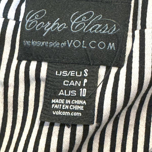Volcom Frochickie Dress Womens Small Black White Stripe Strapless Zip Cotton