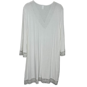 Eberjey Nightgown Womens Small Ivory Lace Trim V Neck 3/4 Sleeve Sleep Shirt