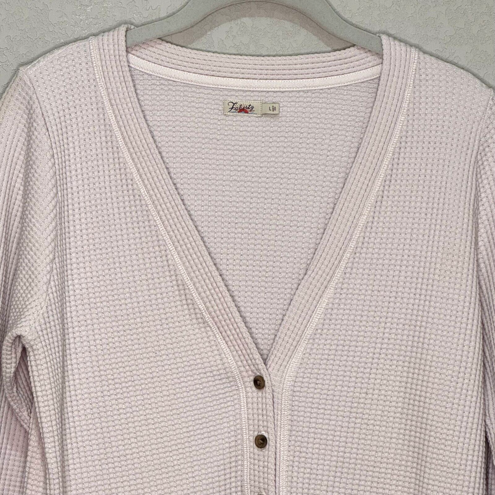 Faherty Eira Waffle Top Size Large in Oat Color