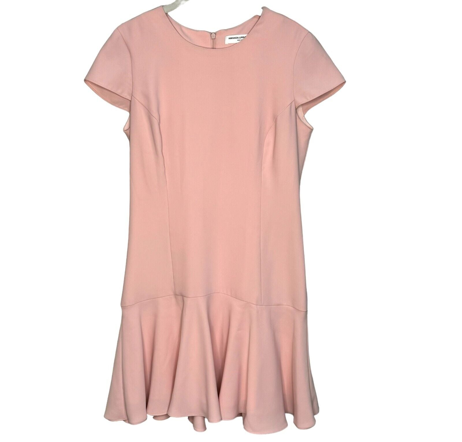 Amanda Uprichard Dusty Pink Hudson Ruffle Hem Dress Size Medium $180