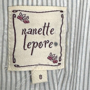Vintage Nanette Lepore Blazer Jacket Size 8 Black Striped Cotton Stretch Twill