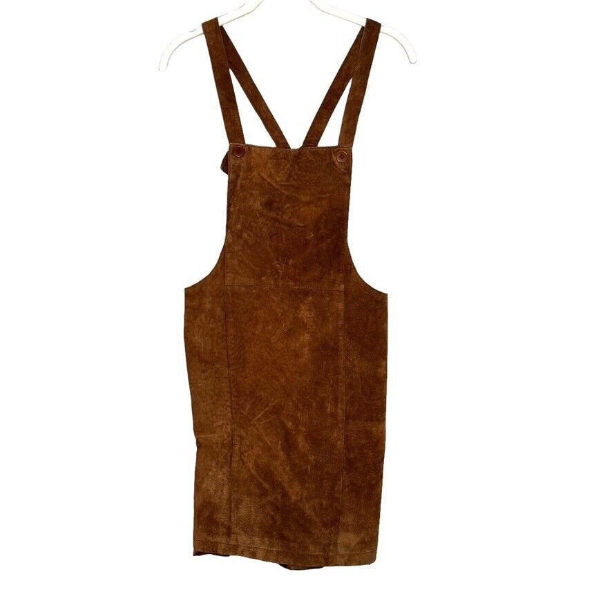 Desperado Vintage Womens Brown Suede Leather Apron Dress Jumper Size Medium