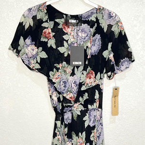 Reformation Maxi Wrap Dress Size XS NEW Harwood Black Floral $258