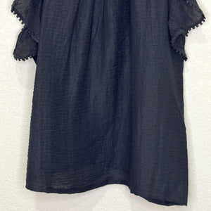 Sabina Musayev Melody Shirt Womens Large Black Ruffle Flutter Sleeve Lace Boho