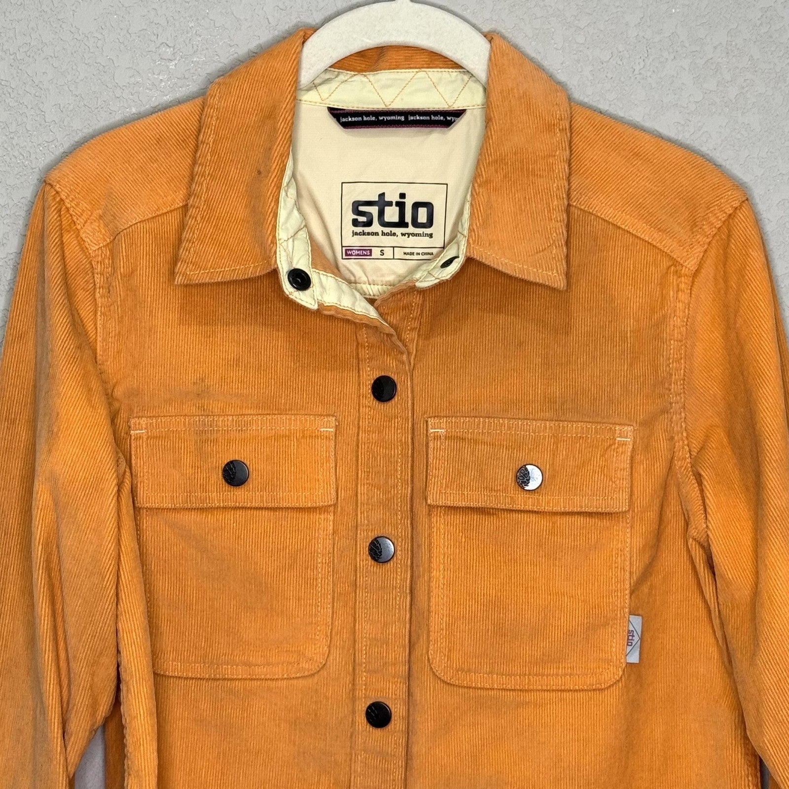 Stio Shirt Jacket Womens Small Orange Corduroy Organic Cotton Outdoor Western
