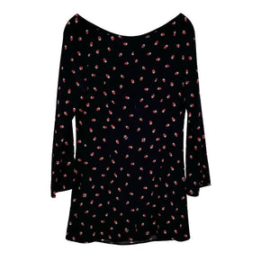 Realisation Par The Luna Black Strawberry Silk Mini Dress Long Sleeve Size XS