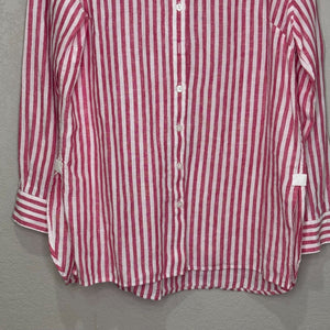 Tommy Bahama Coastalina Cabana Stripe Linen Tunic Size Small Pink Tutti Fruiti