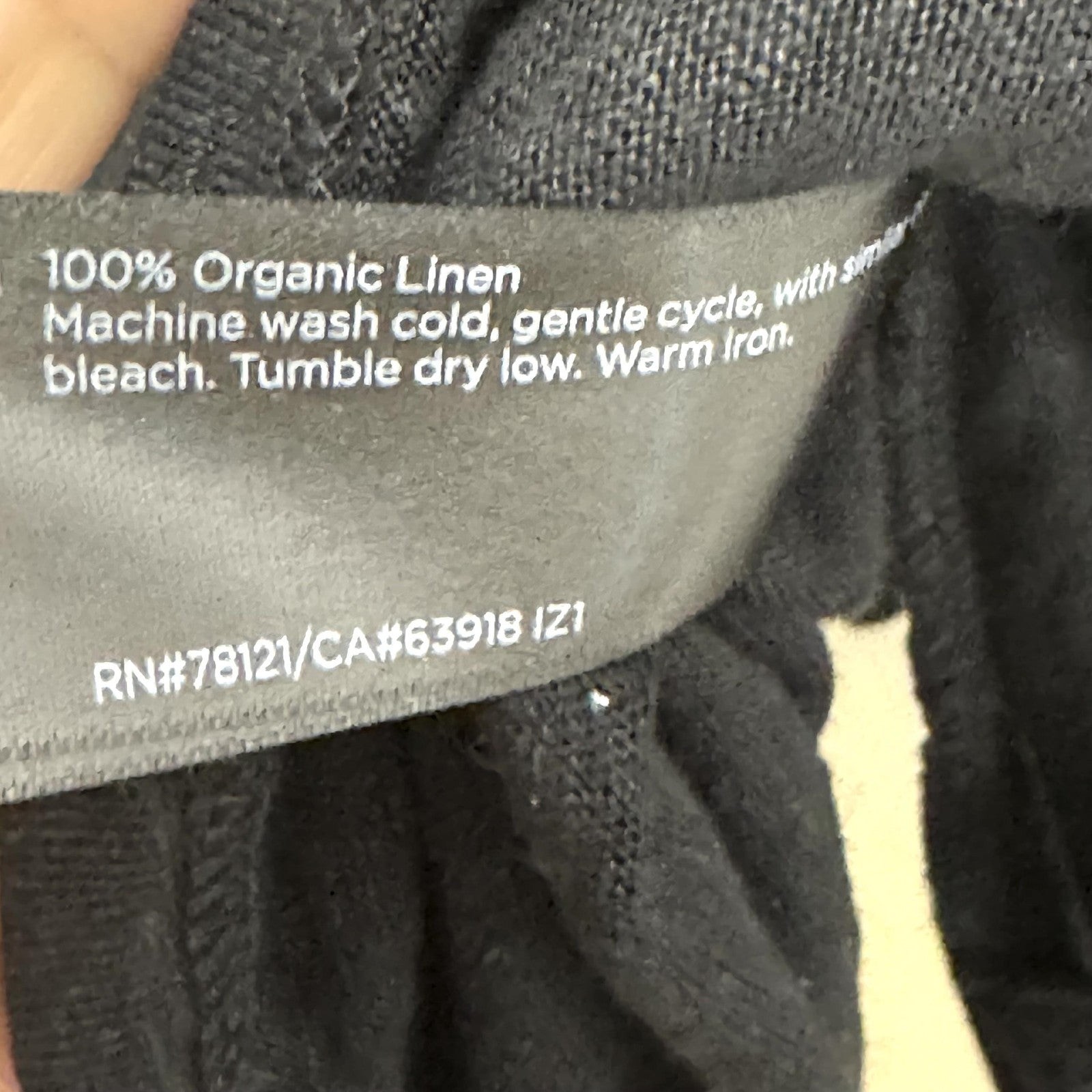 Eileen Fisher Tunic Womens Medium Black Organic Linen 3/4 Sleeve Relaxed Fit Top