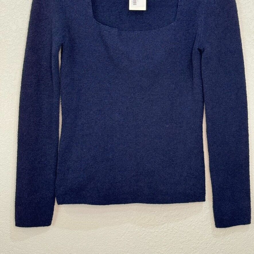 Nanushka Navy Ambru Knitted Square Neck Pullover Sweater Size Medium $375