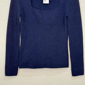 Nanushka Navy Ambru Knitted Square Neck Pullover Sweater Size Medium $375