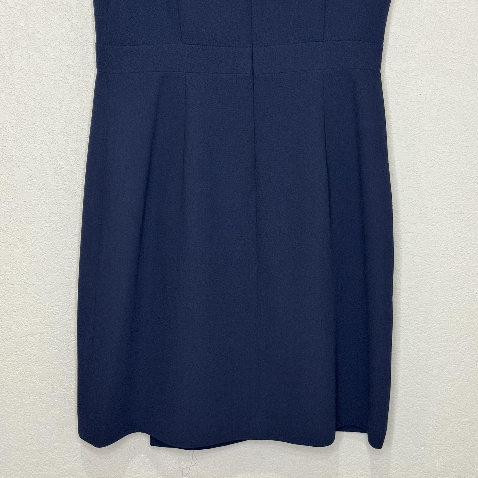 Club Monaco Dress Womens 6 Navy Blue V-Neck Wrap Sheath Lined Zip Back Office