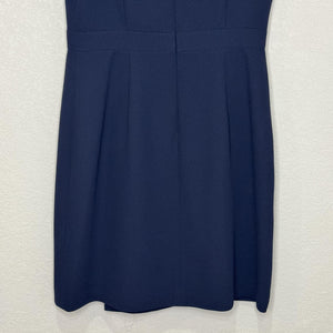Club Monaco Dress Womens 6 Navy Blue V-Neck Wrap Sheath Lined Zip Back Office